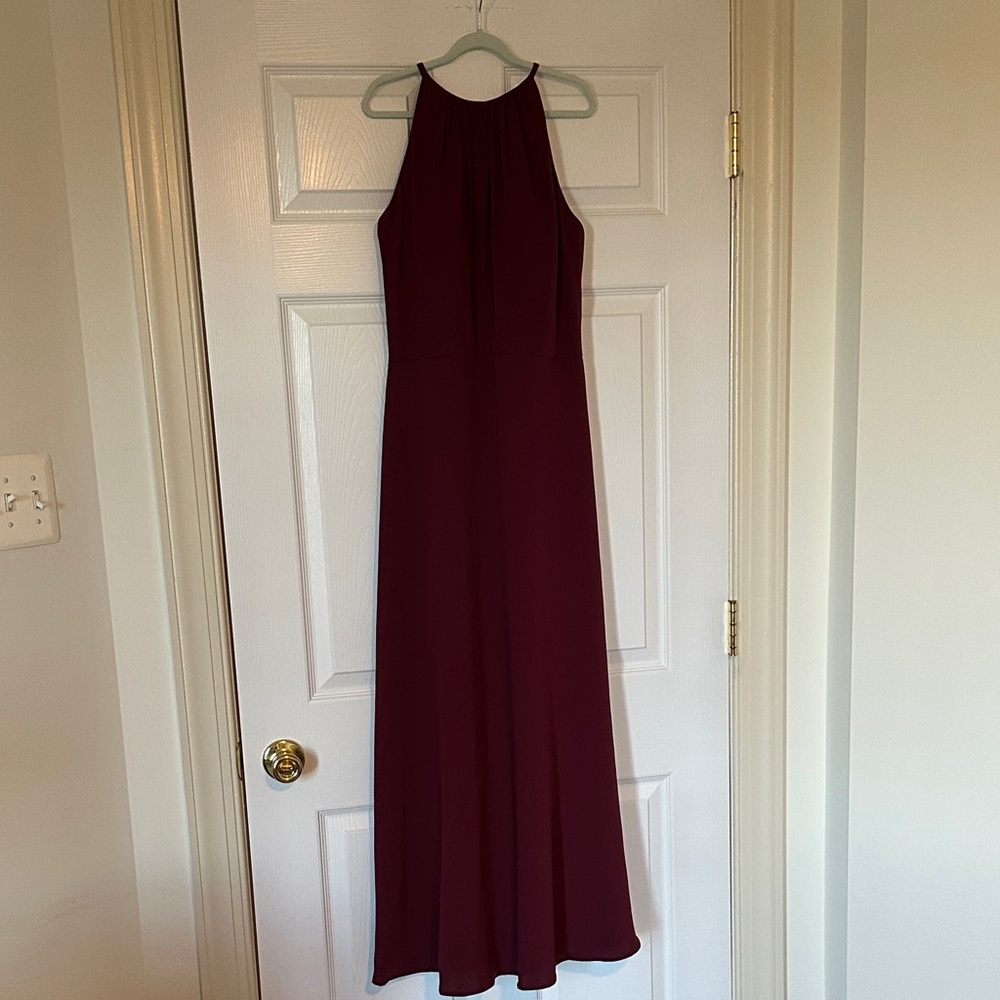 Bill Levkoff Wine Colored Halter Gown Dress